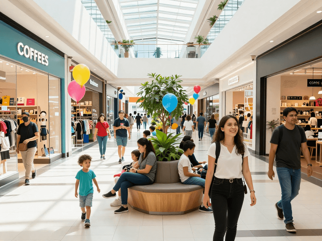 Vibrant shopping scene at https://www.goldhillplaza.com with families enjoying retail experiences in a lively atmosphere.