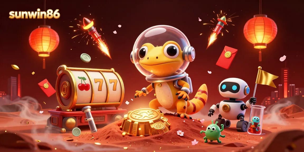 Engage with sunwin86's thrilling slots as a Martian gecko uncovers buried treasures!