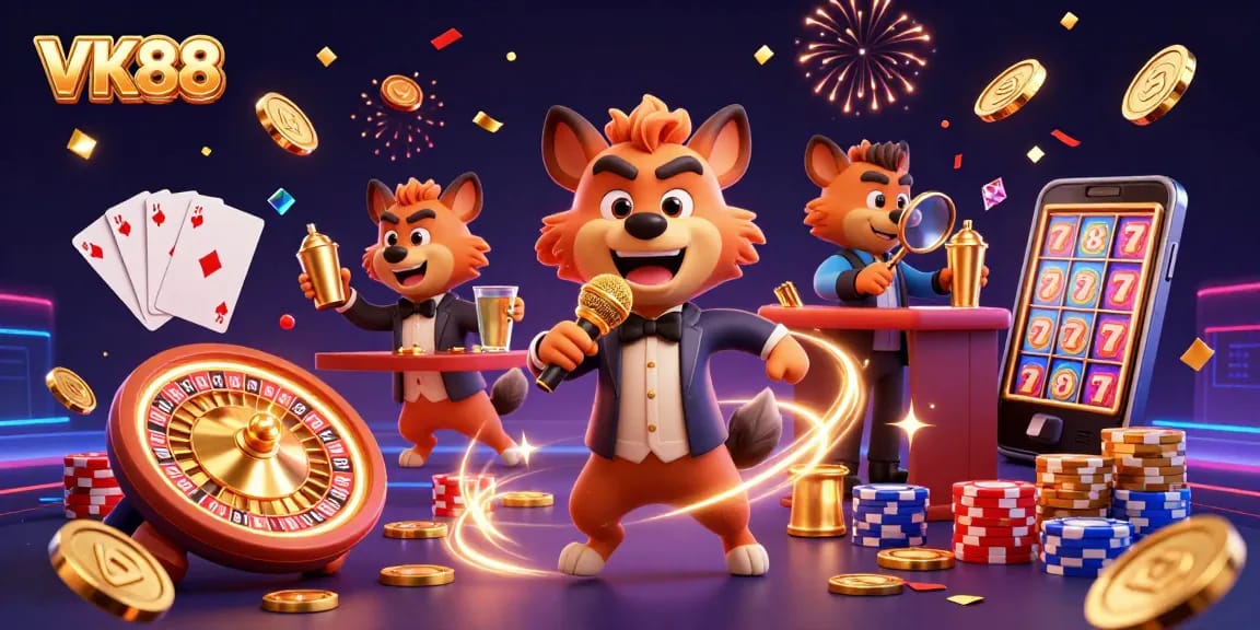 Experience vibrant fun at VK88 with hyenas running a comedy casino club and dynamic game elements