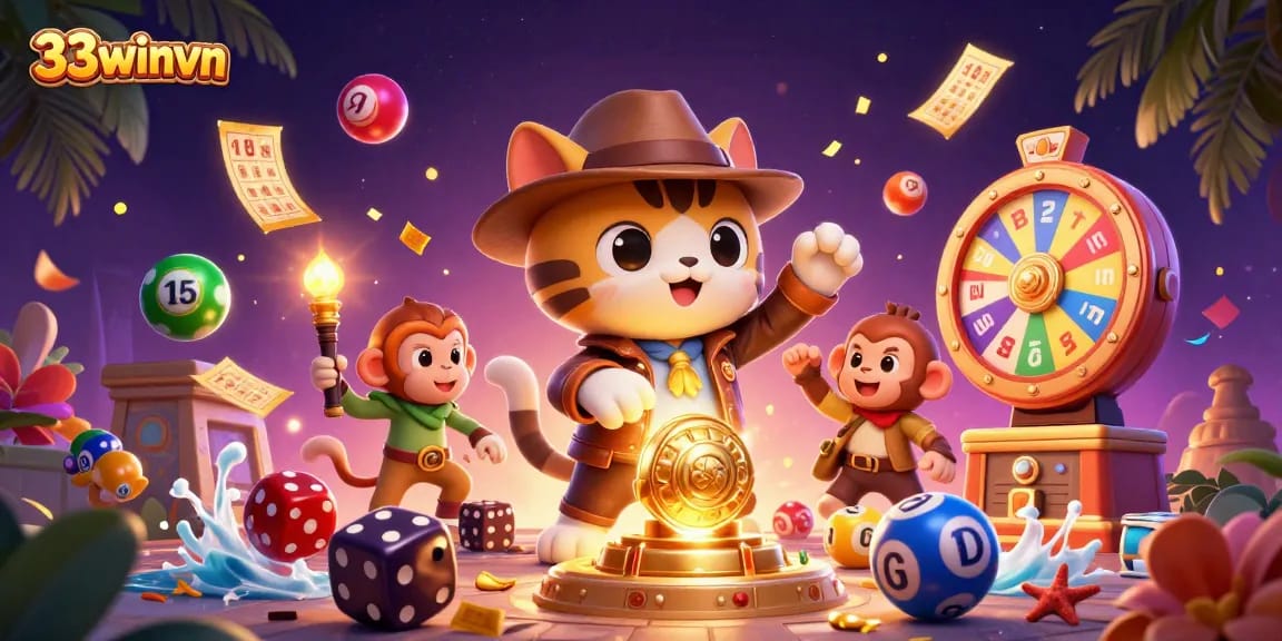 Engage in thrilling games at 33winvn with colorful lottery balls and dynamic casino action.