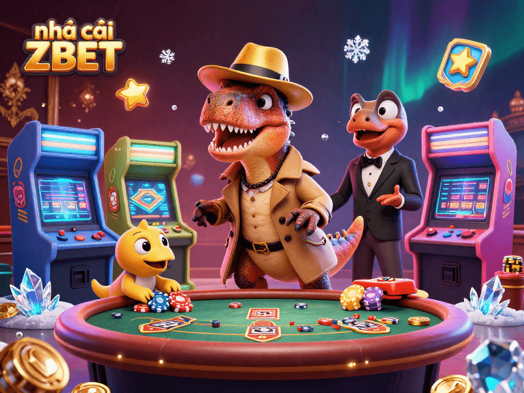 Experience the thrill with nhà cái ZBET's captivating scene of a velociraptor card counter!