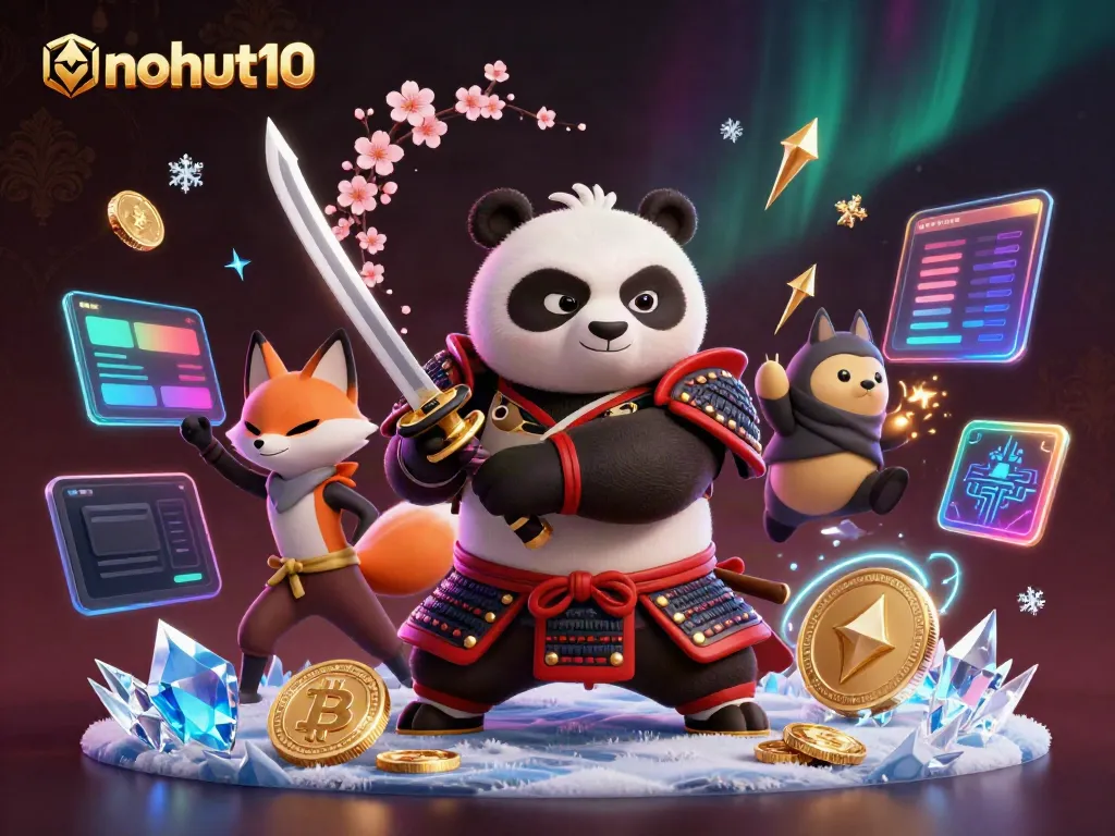 Experience vibrant gameplay at nohut10 with a dynamic 3D scene featuring characters and casino visuals.