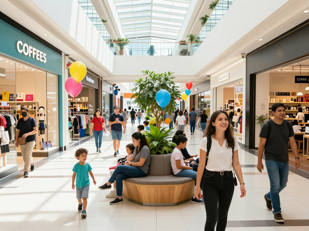 Vibrant shopping scene at https://www.goldhillplaza.com with families enjoying retail experiences in a lively atmosphere.