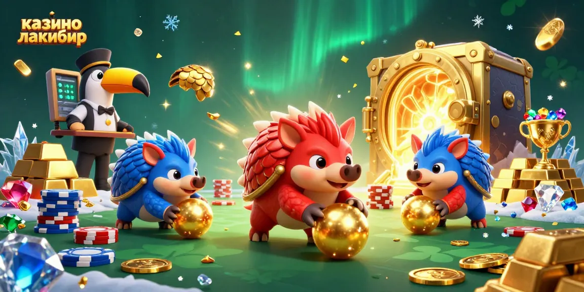 Experience excitement at казино лакибир with rival pangolins bowling through poker chips in a magical scene.