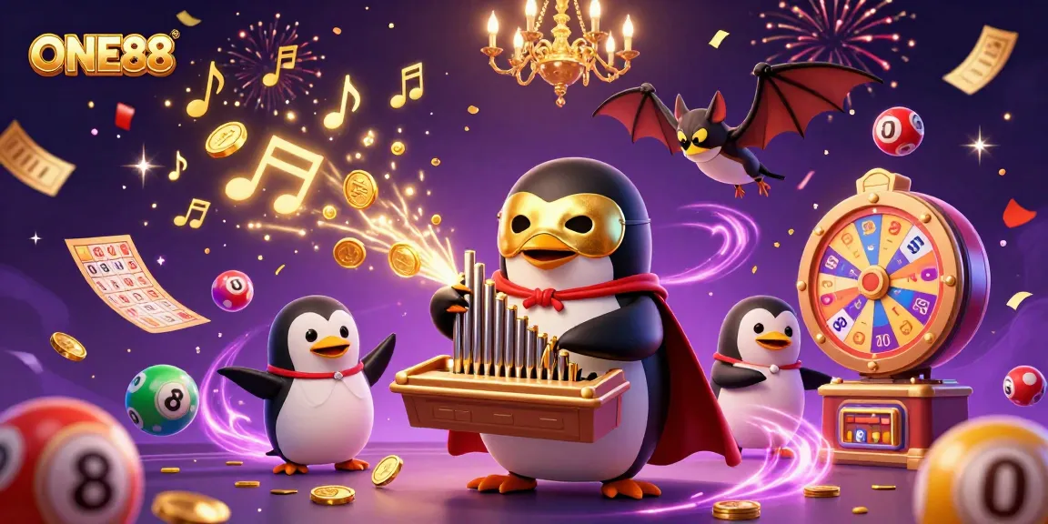 Experience the excitement of ONE88 with a dynamic scene of casino elements and fantasy characters.