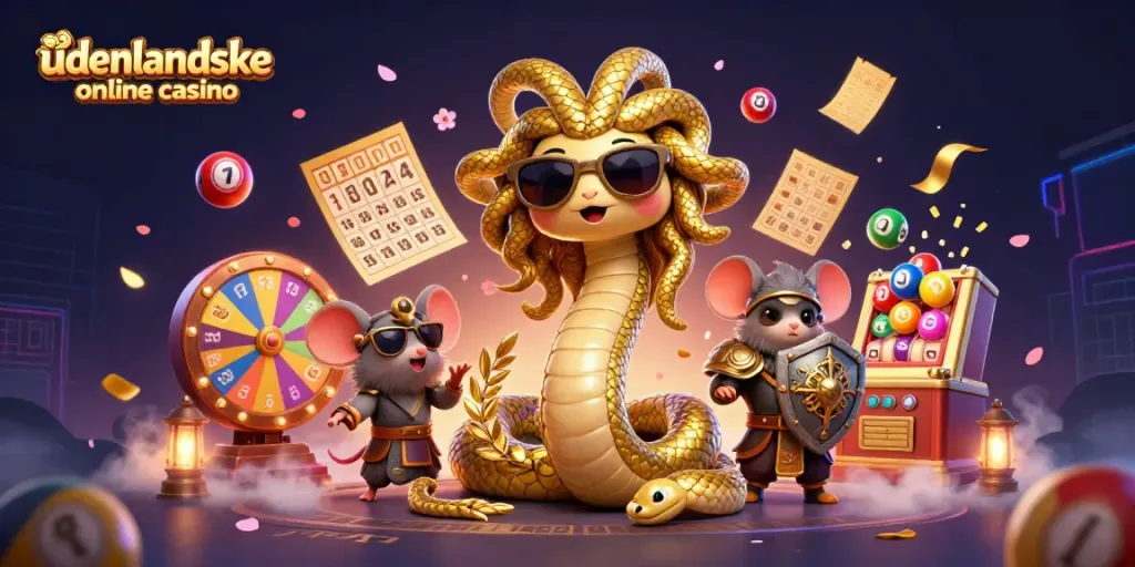 Engage in exciting action at udenlandske online casino with vibrant lottery-themed characters and captivating game elements.