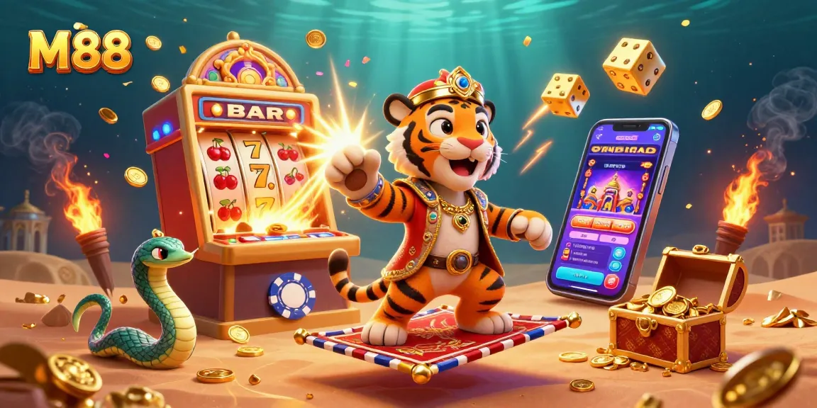 M 88 showcases thrilling casino action with vibrant characters and dynamic gaming elements.