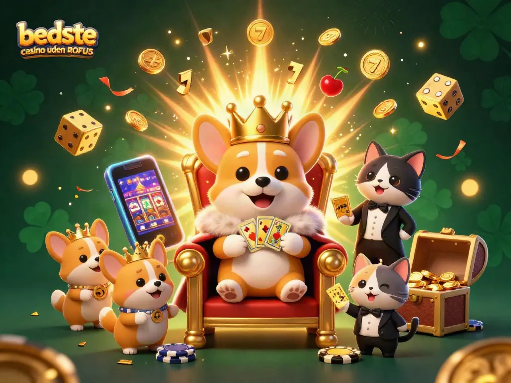 Experience the magic of bedste casino uden ROFUS with a royal corgi and dazzling casino elements.
