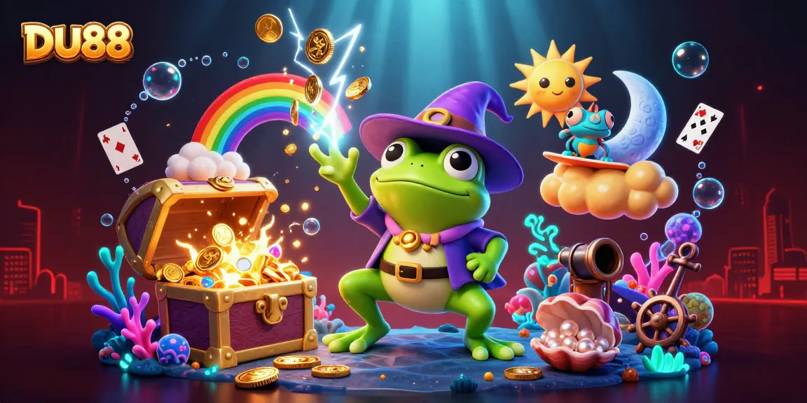 Win big at DU88 with the magical storm of golden coins in this vibrant casino scene.