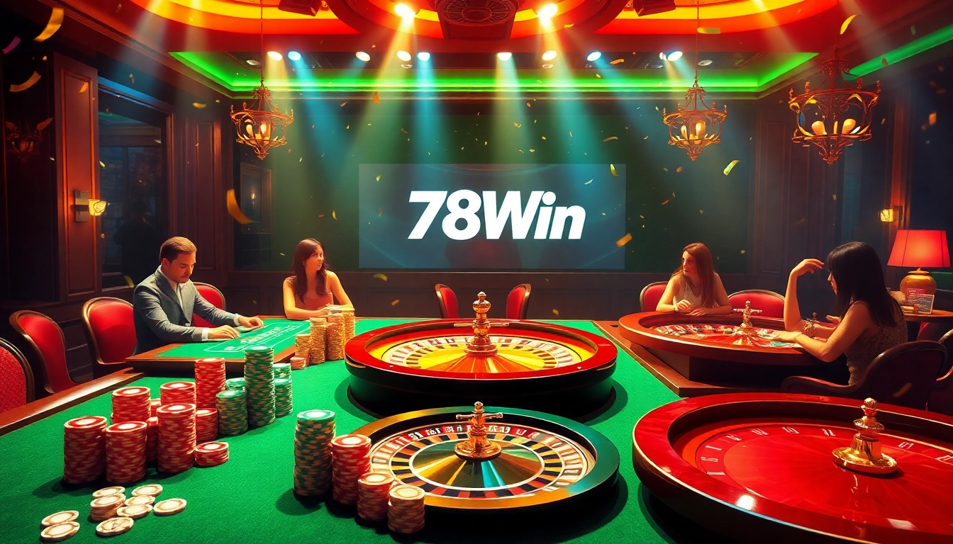 Experience the thrill of gambling at Nhà cái 78Win with vibrant casino tables and exciting gameplay.