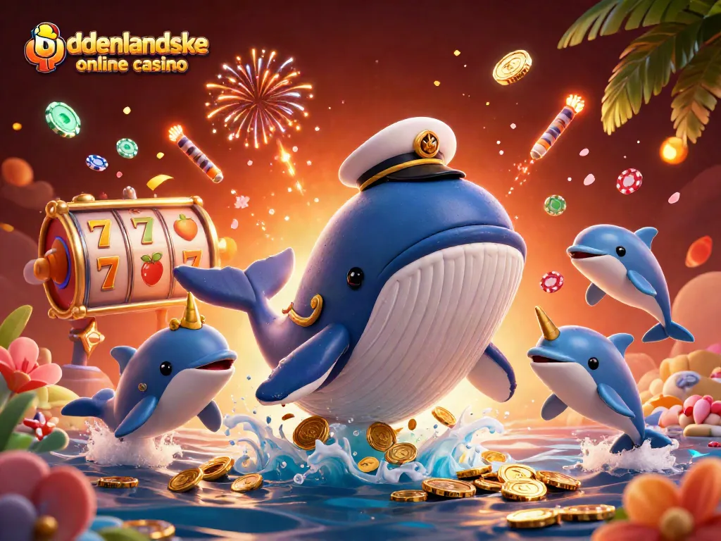 Experience excitement at udenlandske online casino with a vibrant whale and playful dolphins surrounded by slot reels