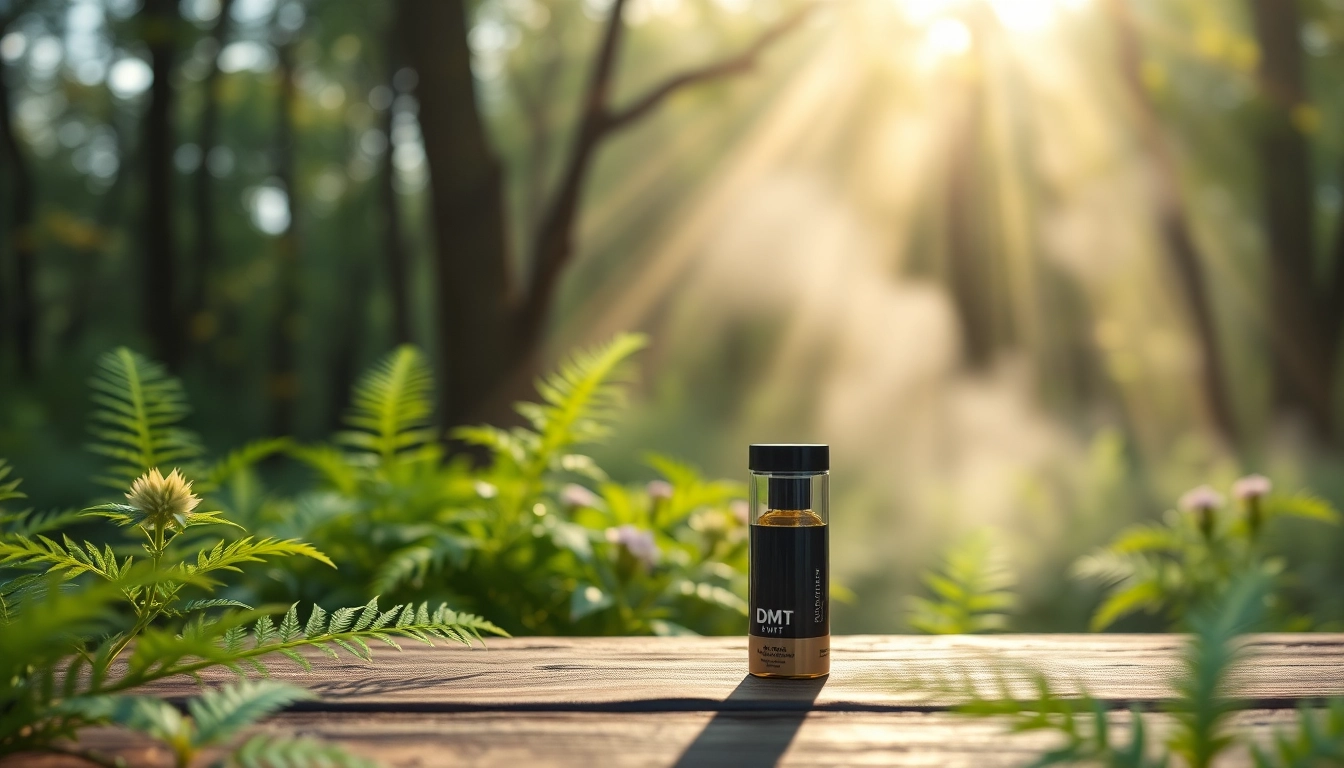 Buy DMT online with a vibrant DMT vape cartridge surrounded by nature's serenity.