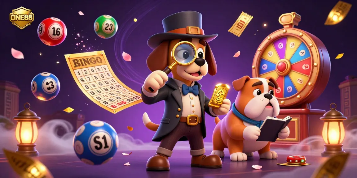 ONE88 Casino adventure scene with a detective dog and vibrant casino elements revealing winning opportunities.