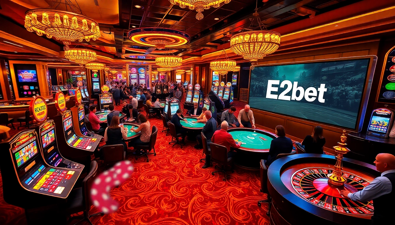 High-stakes excitement at the casino e2bet with players engaged in thrilling gaming moments.