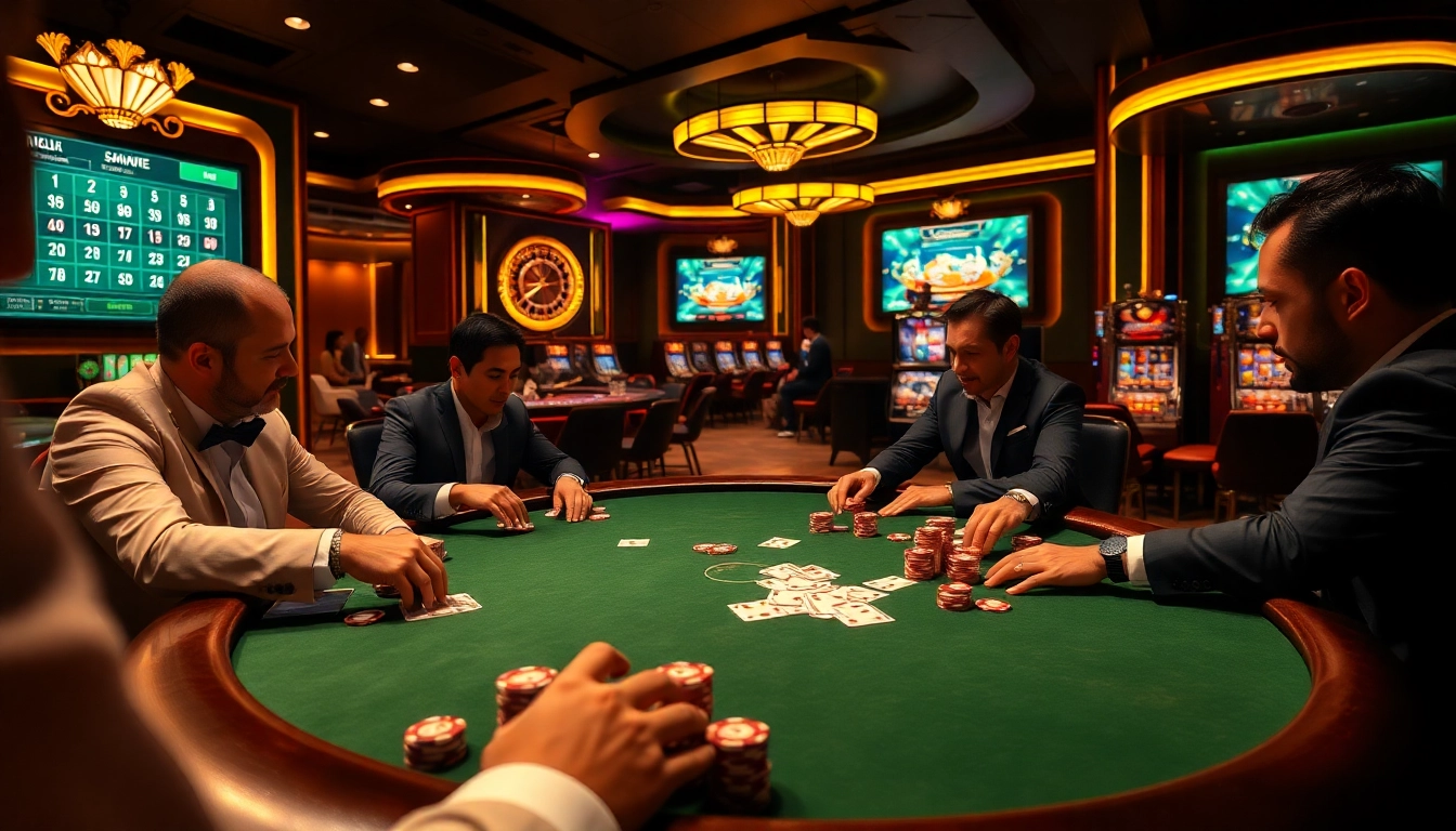 Exciting gameplay at the KJC alliance poker table with vibrant casino elements.