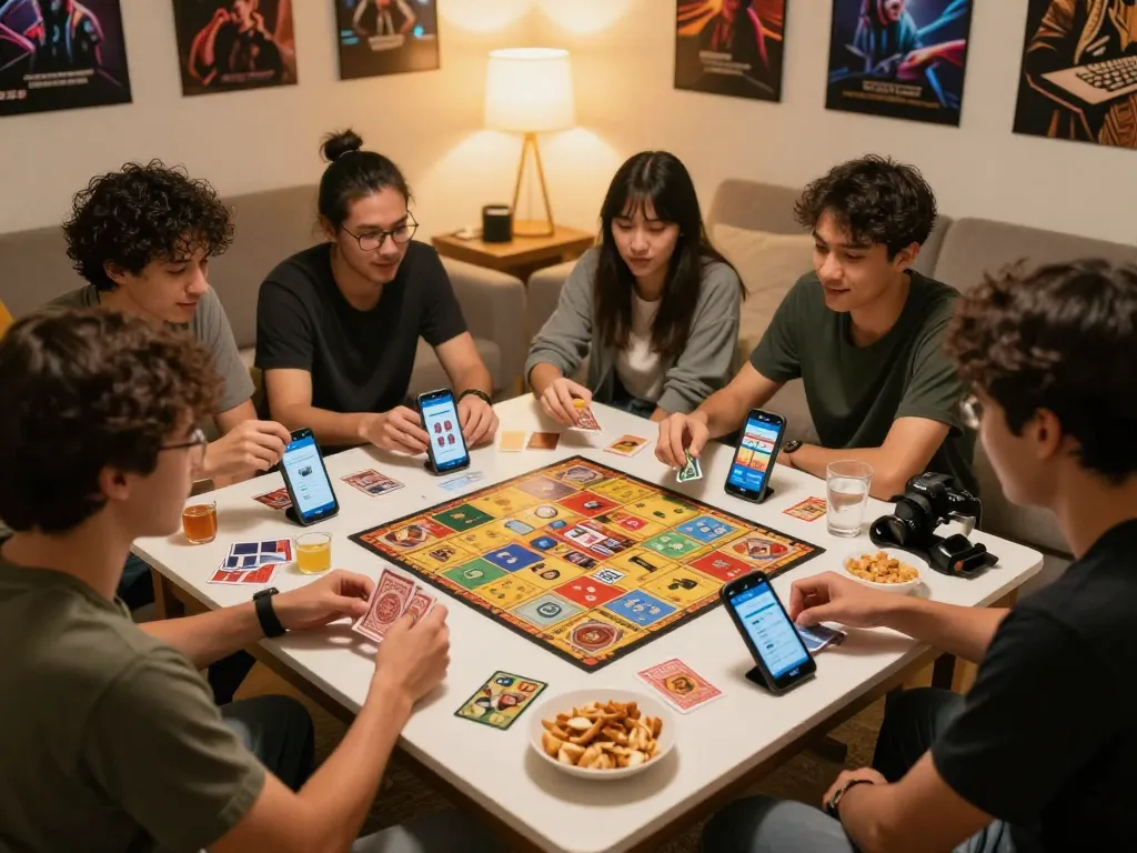 Group enjoying card games while using the 789club app in a cozy living room.