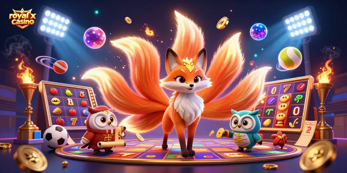 Experience thrilling slots action with royal x casino's vibrant 3D illustration featuring magical characters and dynamic game elements.