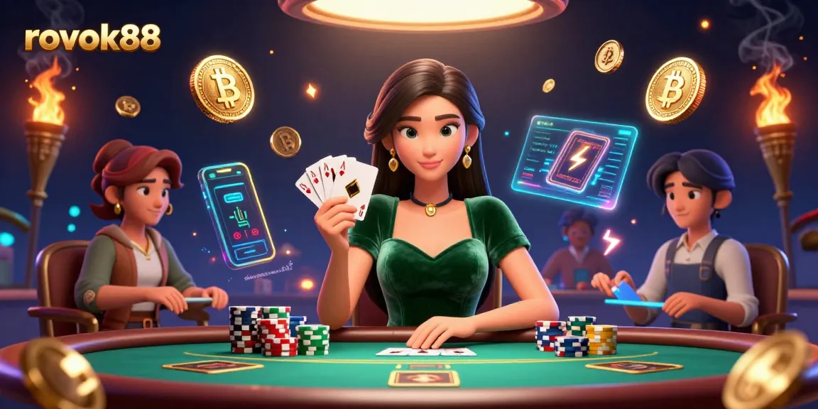 rokok88 showcases a strategic poker scene with stunning visuals and dynamic casino elements.