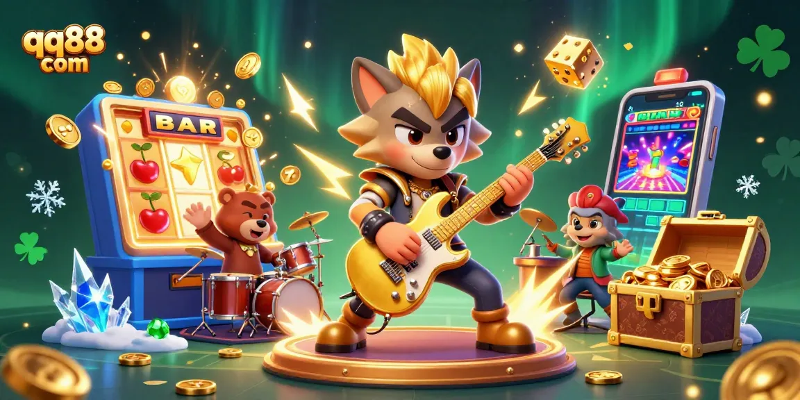 Experience thrilling wins with qq88 com at a vibrant animated casino showcase featuring exciting gaming elements.