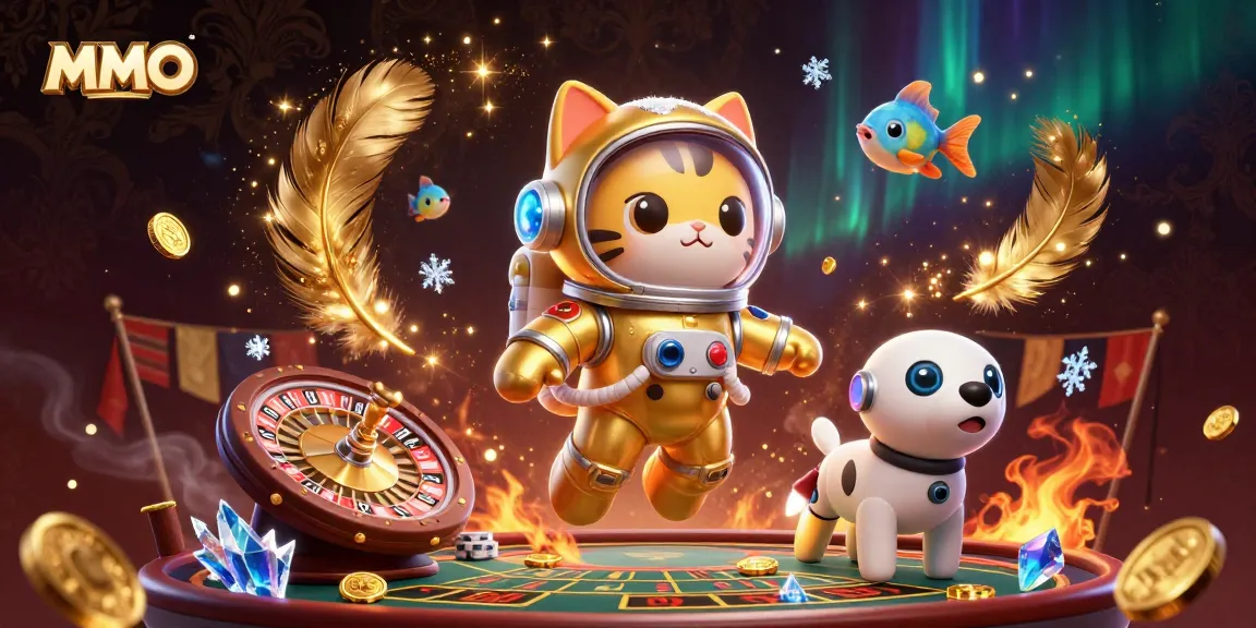 MMOO emphasizes online casino excitement with vibrant 3D characters and gambling elements.