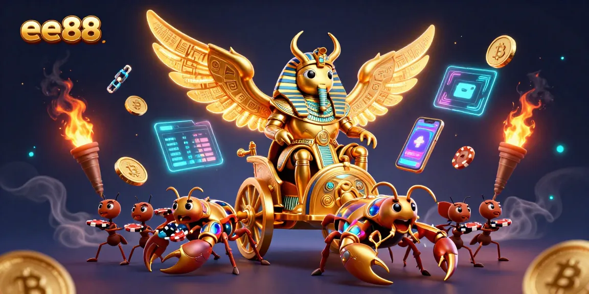 Explore exciting gameplay with ee88 featuring a colossal beetle in an illuminated casino realm.
