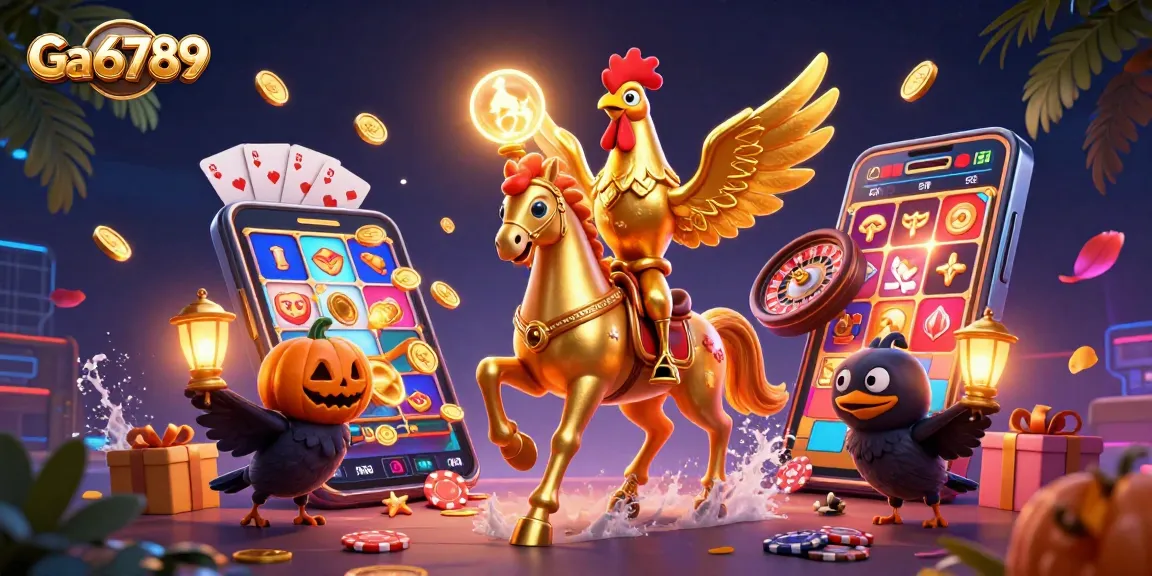 Experience thrilling action at Ga 6789 with golden rooster warrior and casino excitement.