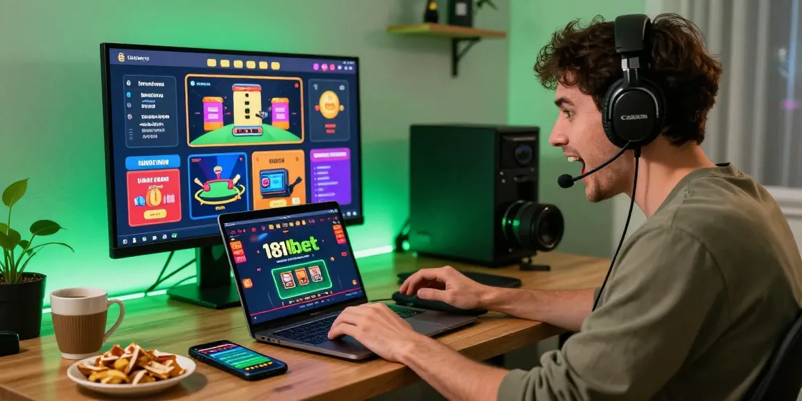 Engaging online player at 181bet with gaming accessories in an inviting setup.