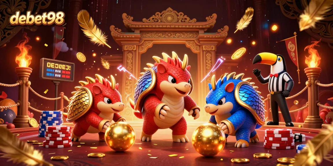 Score a win with debet98 as rival pangolins roll golden balls through poker chips.