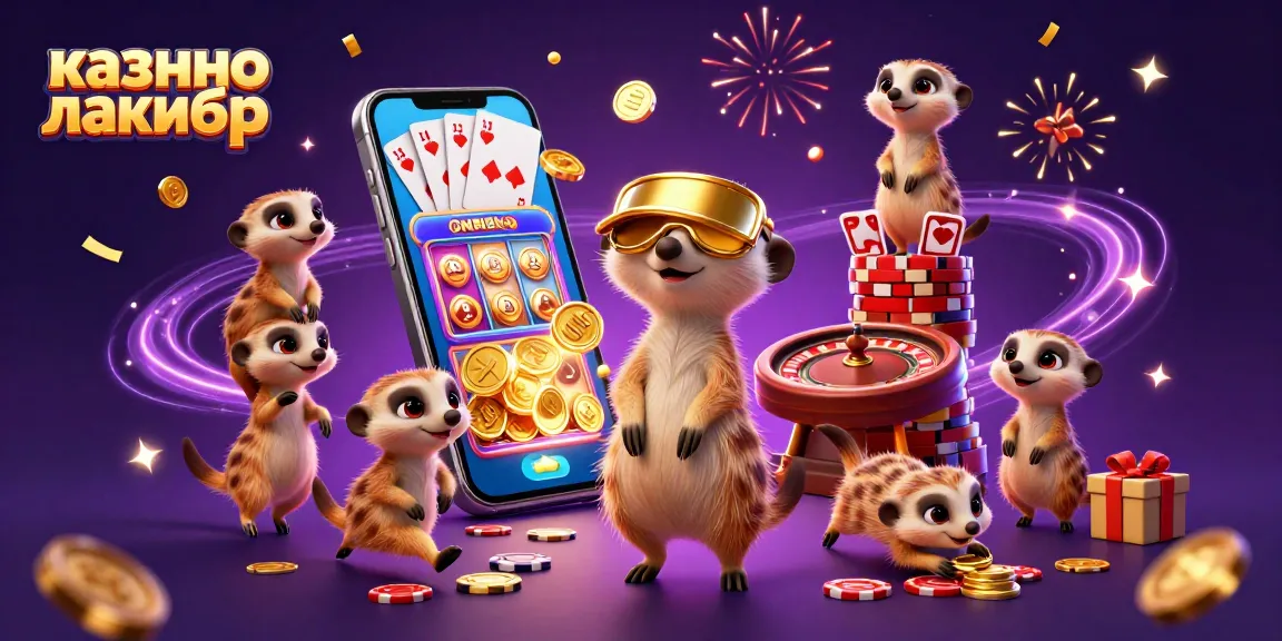 Experience the thrills of казино лакибир with meerkats celebrating wins amid colorful gaming elements.