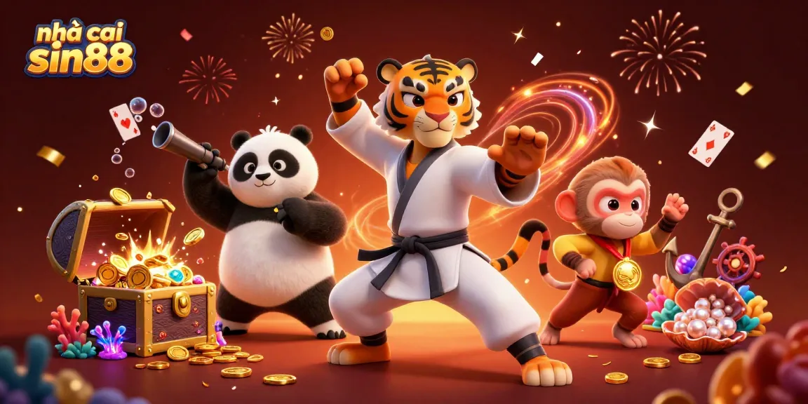 Experience thrilling gameplay at nhà cái sin88 with Kung Fu Tiger and friends amid dazzling casino elements.