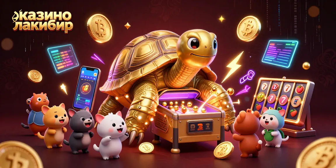Experience the thrill of казино лакибир with a vibrant 3D illustration showcasing a golden tortoise pinball machine.
