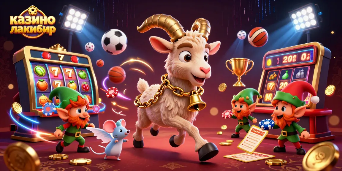 Engaging casino scene featuring персонаж казино лакибир amidst festive gaming chaos, showcasing thrilling slots